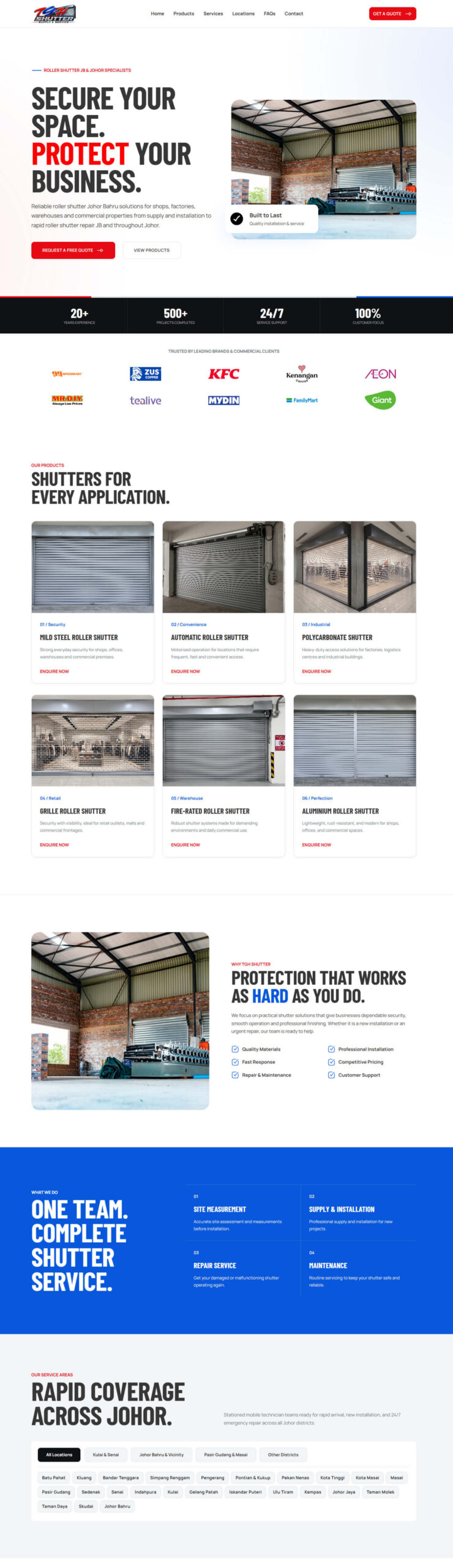Screenshot of TGH Shutter website